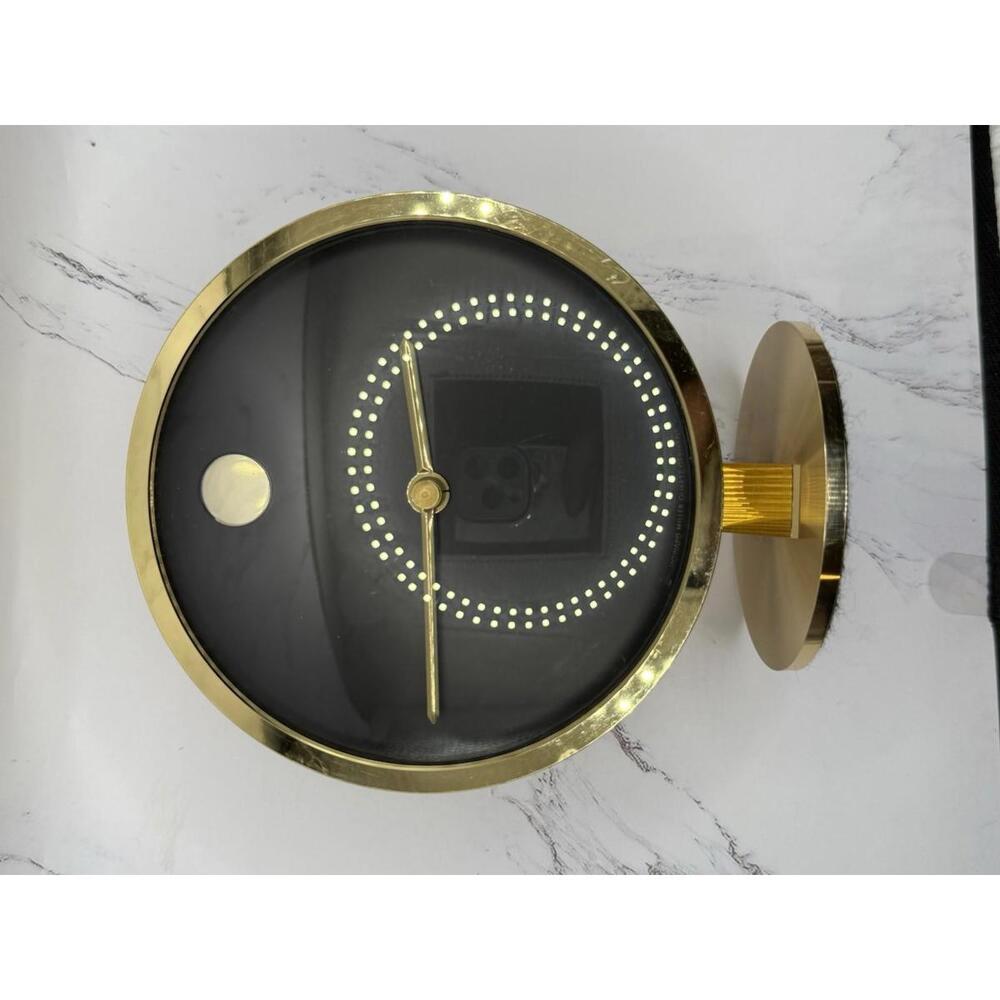 Vintage Howard Miller Nathan George Horwitt Brass Museum Desk Clock Movado MCM - Picture 7 of 16